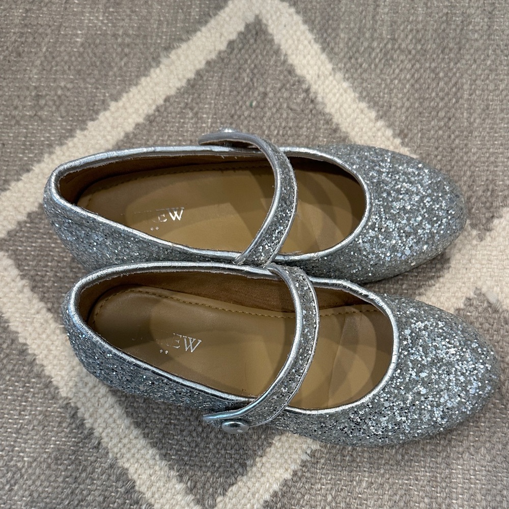 Sparkly Silver Kids Jane Dress Shoes